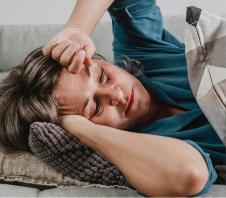 A woman lying on the sofa