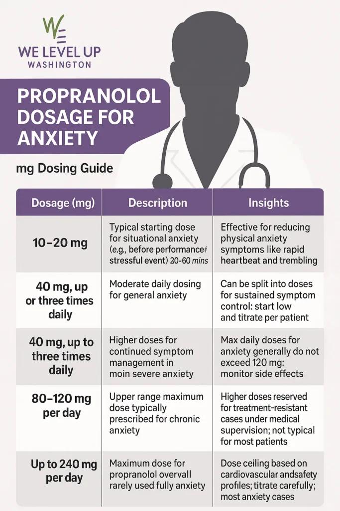 Infographic for We Level Up Washington Propranolol Dosage for Anxiety Chart