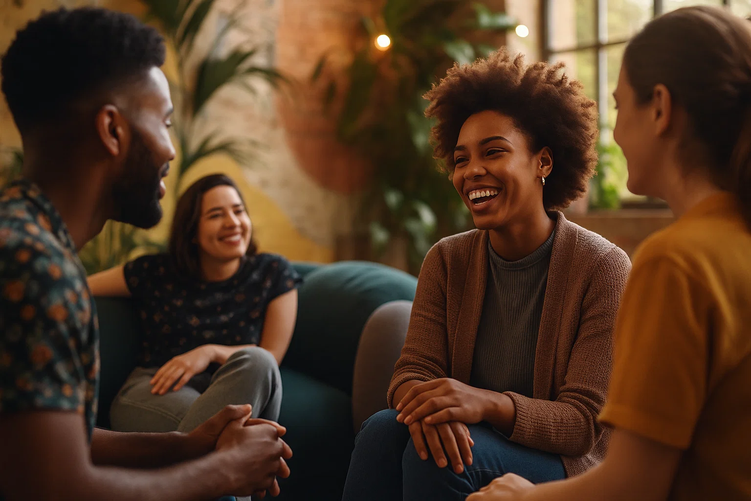group therapy with diverse individuals in a safe, supportive space