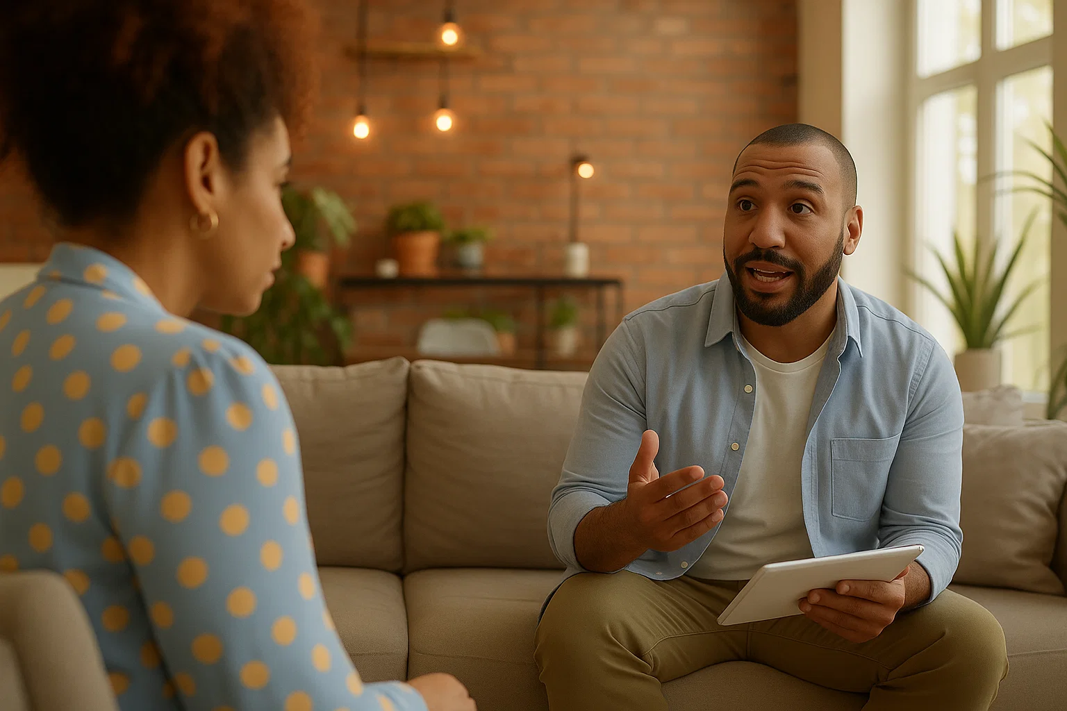 two individuals in a one-on-one recovery counseling session