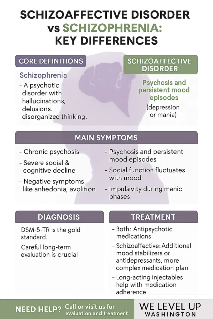 schizoaffective disorder vs schizophrenia mental health treatment spokane valley washington