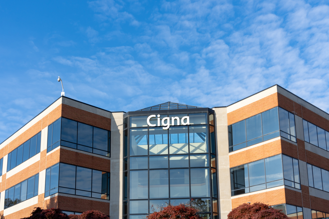 Cigna health insurance building with blue sky