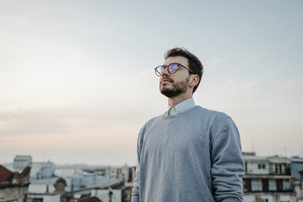man doing deep breathing to fend off panic attack and anxiety