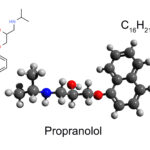 3D molecular structure of propranolol, illustrating how propranolol is used for anxiety treatment in Spokane WA