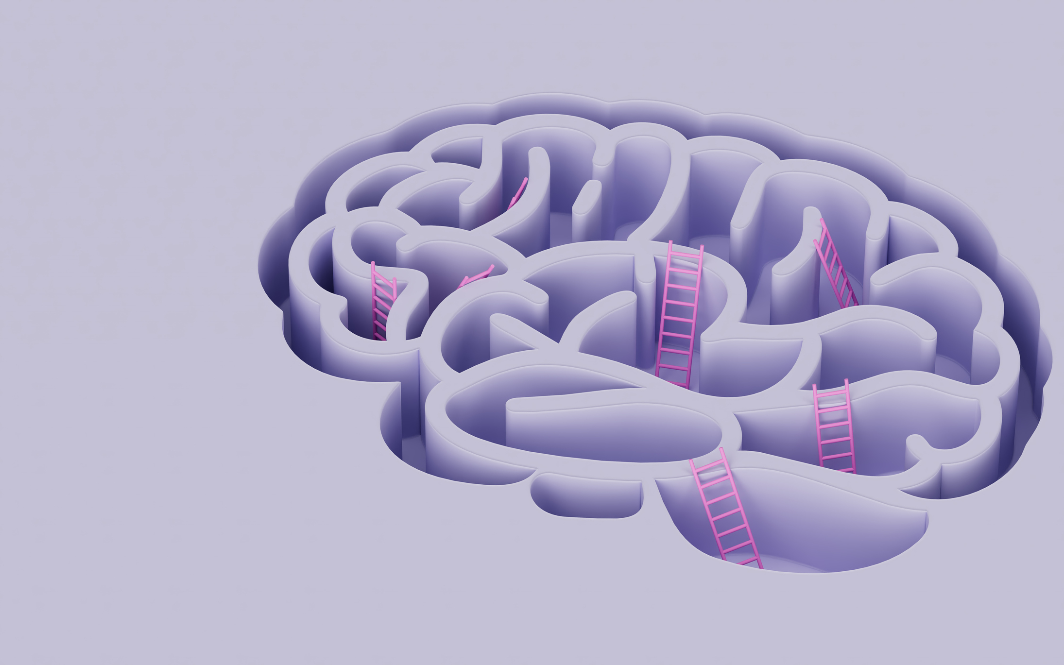 Illustration of a human brain maze with ladders symbolizing the journey of depression counseling in Spokane WA